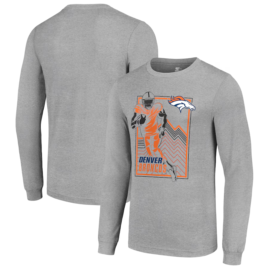Men Denver Broncos grey 2024 NFL Long sleeve T Shirts->nfl t-shirts->Sports Accessory